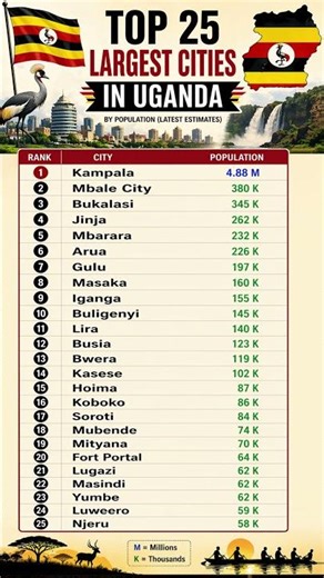 🇺🇬 Top 25 Largest Cities in Uganda by Population | Most Populous Cities 🇺🇬 Biggest Cities in Uganda