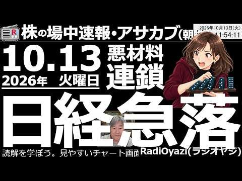 【朝株！(投資情報)】原油高、半導体株安などを受け日経平均は下落。前引けは、週末比1,700円超安の67,292円だった。日経平均構成銘柄の多くが調整局面入りのチャートとなっており、さらに下げやすい。