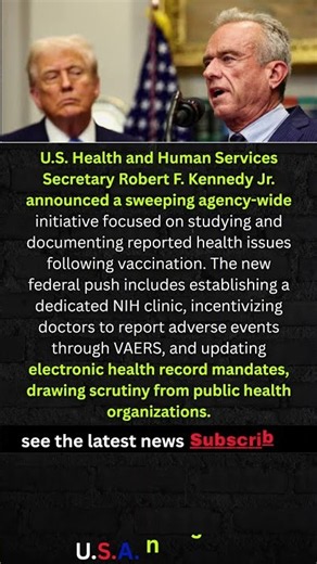 HHS Secretary RFK Jr Launches Vaccine Injury Push #shorts #USA #NEWS