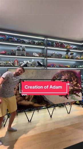Creation of Adam made with 50k LEGO pieces 🔥 #lego #legoart #creationofadam #fineart #pixelart