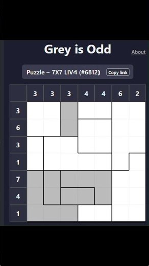 Grey is Odd Daily Puzzle #6812 – 7×7 Liv4 Teaser! Level 4