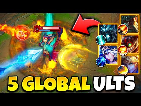 The 5 GLOBAL ULTS TEAM deletes enemies across the map (1321 AP Karthus jungle)