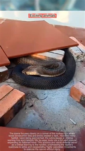 Rooftop Terror! Dangerous Cobra Found Hiding Under Roof Tiles 🐍