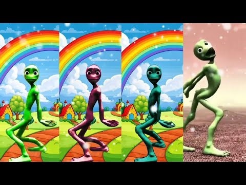 Cute Aliens Dancing Under the Rainbow 🌈