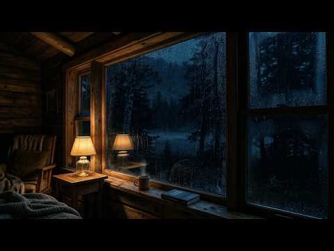 Rain Sounds on Cabin Window at Night 🌙 | Deep Sleep & Relaxing Ambience
