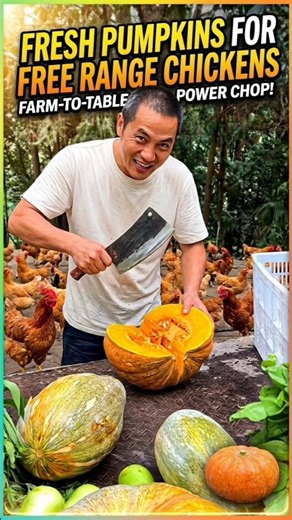 Feeding Free-Range Chickens Fresh Farm Pumpkins 🌾🎃 #shorts #farming #poultryfarming #youtubeshorts