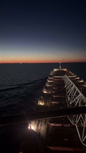Eastbound through the Straits of Mackinac to sunrise on Lake Huron
