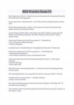 Rda Practice Exam 1 TEST BANK The Ultimate 2025 2026 Study Guide