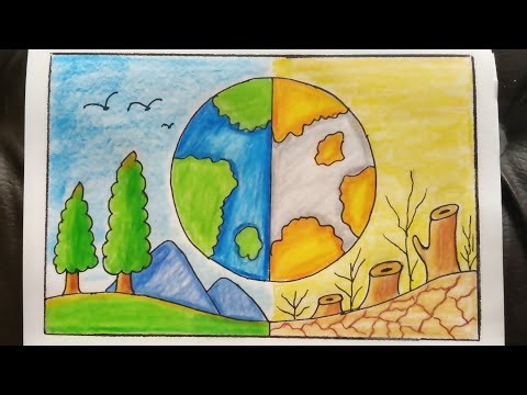 Save Earth Save Life 🌿 | Environment Drawing for Competition | Environment day poster drawing 