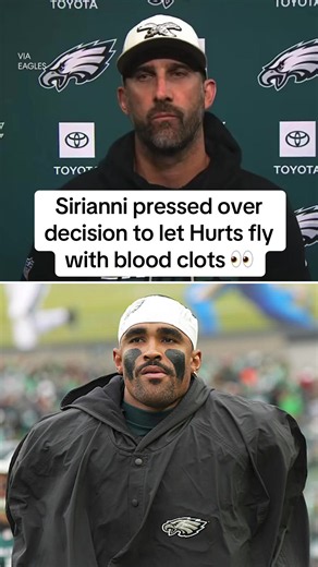 Nick Sirianni faced some tough questions about the decision to let Jalen Hurts travel with blood clots. #NFL #PhiladelphiaEagles #JalenHurts