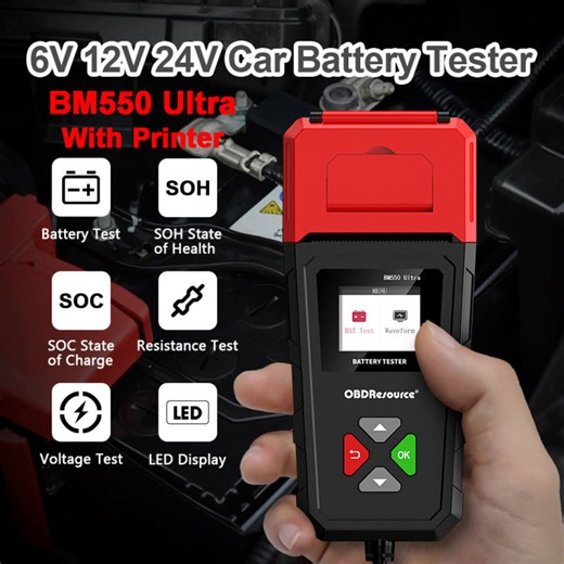 Car Battery Tester 100-2000 CCA Car Battery Tool 6V 12V 24V Battery Analyzer BM550/BM550 Ultra Battery Tester with Printer Tool | Lazada Singapore