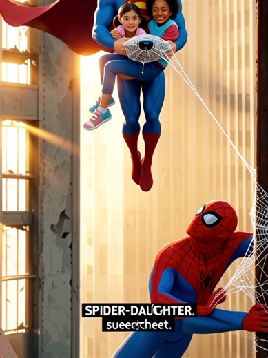 Superman and Spider-Man Save Their Daughters From the Sky Collapse 📖 Description: When a massive alien drone attack tears through the city, two legendary heroes face their greatest fear — losing their daughters. Superman and Spider-Man must risk everything as buildings collapse, explosions shake the sky, and their 8-year-old girls are trapped in danger. This emotional superhero rescue story is filled with intense action, powerful father-daughter bonding, and a heartwarming ending that proves on