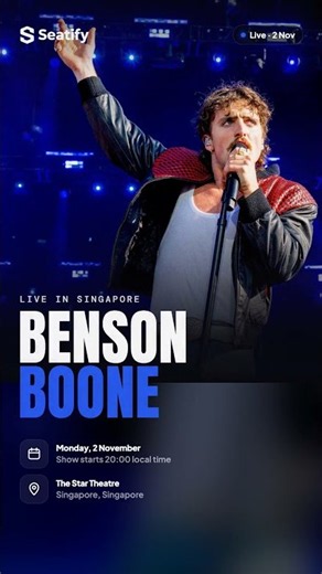 Benson Boone LIVE in Singapore 🎤 2.11.2026 · The Star Theatre