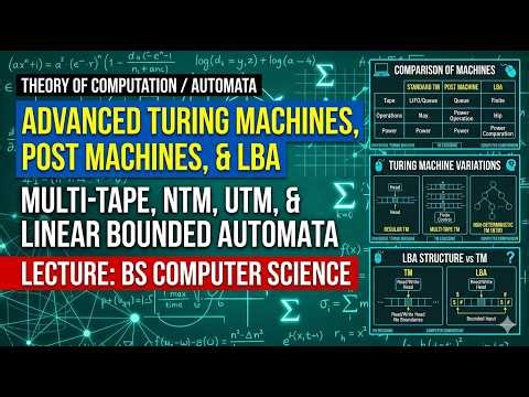 Theory of Automata | Turing Machine Variations, Post Machines, Multi-Tape TM, NTM, UTM & LBA