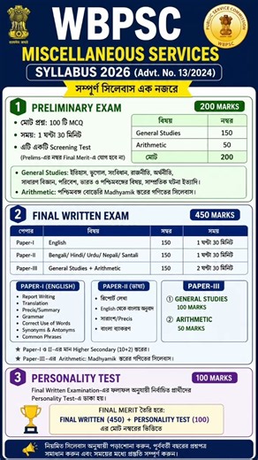 wbpsc miscellaneous exam date || wbpsc miscellaneous syllabus #shorts
