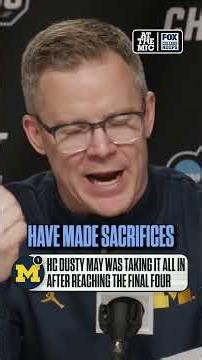 Michigan HC Dusty May explains his emotions as he watched his team cut down the nets #basketball