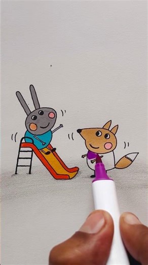 How to Draw Peppa Pig Friends 🐰🦊 | Easy Drawing for Kids #shorts