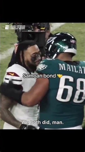 Jordan Mailata and Frankie Luvu, both of Samoan descent ❤️ (via @NFLFilms/TT, @NFL/TT)