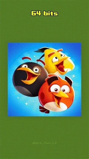 Angry Birds Blast Logo Pixel Art Devolution | 64 Bits to 1/8 Bits