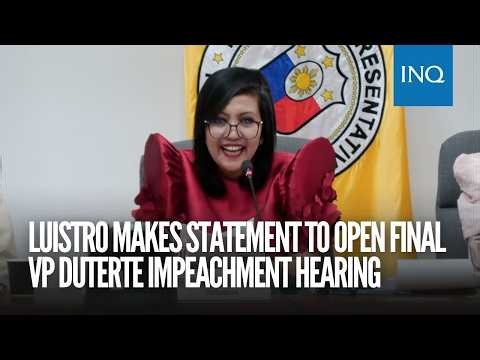 Luistro makes statement to open final VP Duterte impeachment hearing