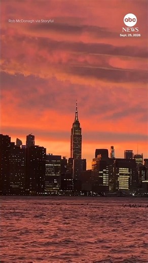 Striking sunset in NYC as nor'easter approaches