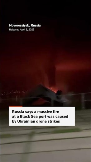 Massive fire engulfs Russian port after drone attack
