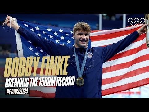 How Bobby Finke Broke the 1500 World Record at #Paris2024 🇺🇸