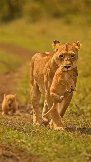 Lion Protecting Its Cubs 😱 O rugido assustou os caçadores #shorts