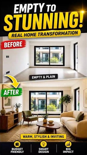 👉 Empty Space → Explosive Living Room Transformation #roommakeover