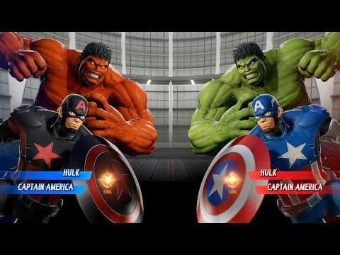 Hulk & Captain America VS Red Hulk & Black Captain America - Marvel vs Capcom Infinite