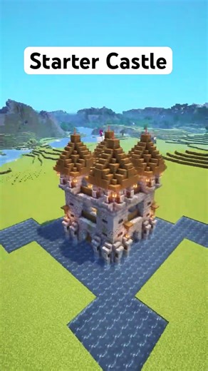 Minecraft simple starter castle #minecraft #tutorial #building #starterbuild #shorts #castle