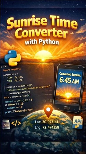 Get Sunrise Time in Your City with Python 🌅 (Live API) #python #sunrise #api #coding