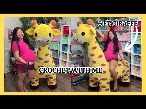 Crochet a 6 FT Giraffe For My Baby With Me (while pregnant)!! 🦒 My LARGEST Crochet Project To Date