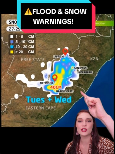 Eastern Cape heavy rain and snow warning — flooding risk 27 Jul 2026