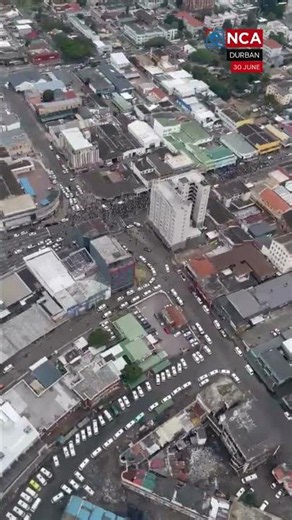 Scenes from the air: Crowds gathering in Durban for protests against illegal immigration