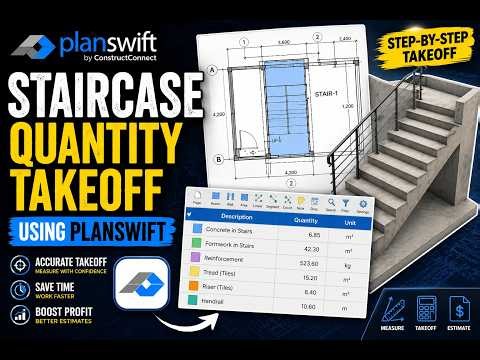 PlanSwift Staircase Quantity Takeoff Tutorial | Complete Stair Measurement & BOQ (2026 Guide)