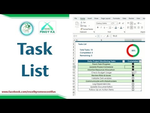 Task List in Excel