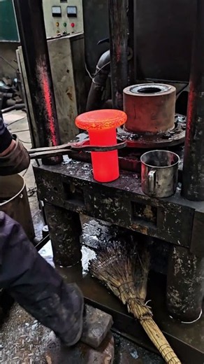 The Entire Process of Shaping High-Temperature Steel Ingots Using a Hydraulic Press #forging