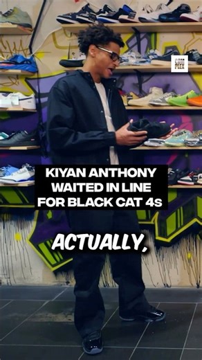 Kiyan Anthony waited in line for Black Cat 4s #SneakerShopping