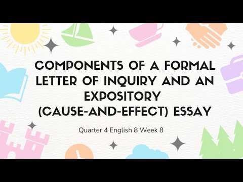 English 8 Quarter 4 Week 8 Components of a formal letter of inquiry and an expository essay