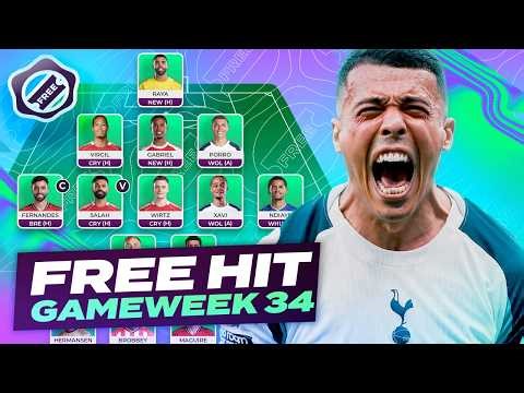 MY FPL FREE HIT TEAM 🚀 | BLANK GAMEWEEK 34 | Fantasy Premier League Tips 2025/26