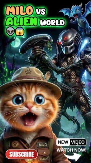 MILO vs ALIEN WORLD! 👽😱 | Predator Saves the Day! 🚀🐱 #MilosMiniAdventures #shorts #alien