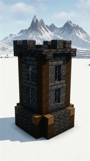 Minecraft Tower Build Timelapse #18 | Black Tower in the Snowy Mountains 🏔️