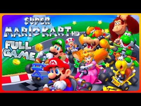 Super Mario Kart HD FULL GAME Longplay (SNES) 4k