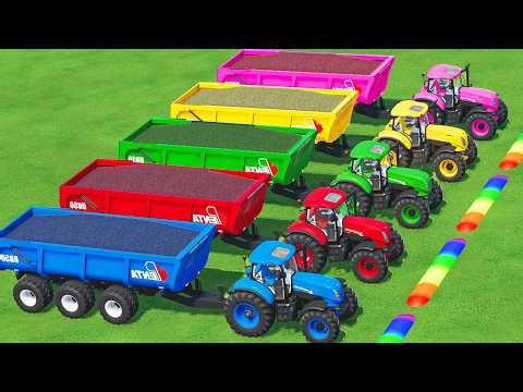 CASE & J. DEERE & FASTRAC TRANSPORT BATTLE WITH COLORED SUNFLOWER! Farming Simulator 22