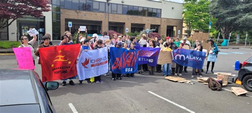Portland activists protest against Iran war, US military exercises in the Philippines