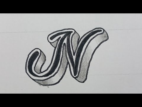 3d Drawing Calligraphy Letter N / How To Draw Easy Art Capital Cursive For Beginners