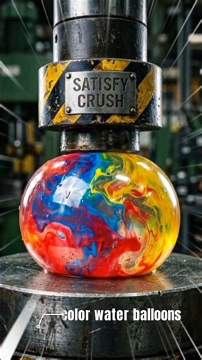Don’t Blink! Rainbow Balloon Explosion 🎈💥 #viral #hydraulicpress #satisfying