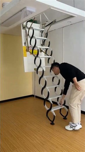 Tiny Loft? Hide-Away Retractable Stairs Save Space! #LoftLadder #RetractableStairs #HiddenStair