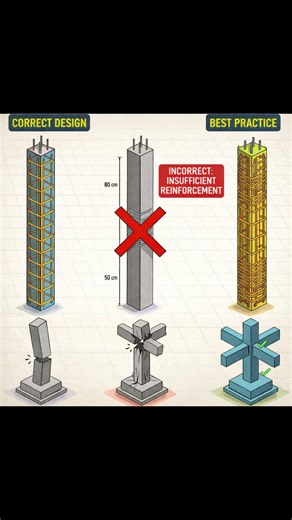 Column Reinforcement Mistakes ❌ vs Best Practice ✅